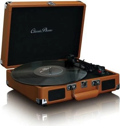 Gramofon z vgrajenimi zvočniki, Lenco TT-10, AUX, rjava