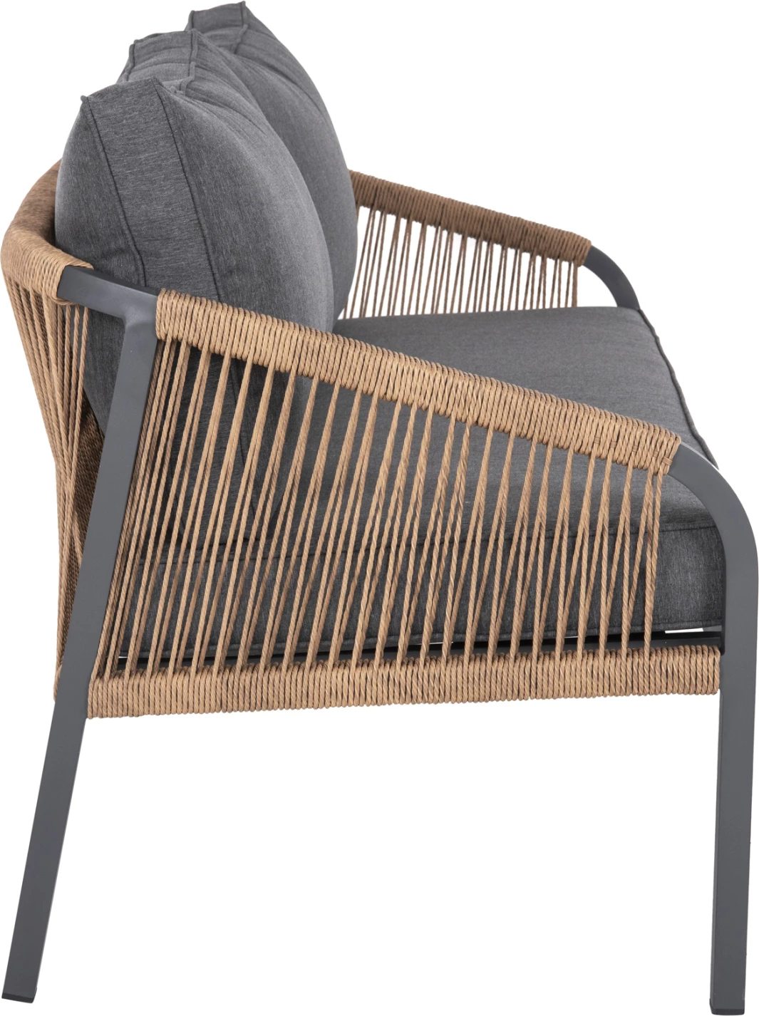 Zunanja dvosedna sedežna garnitura MAERLY FH6055.03 aluminij v antracit-temno bež sintetična vrv-antracit blazine