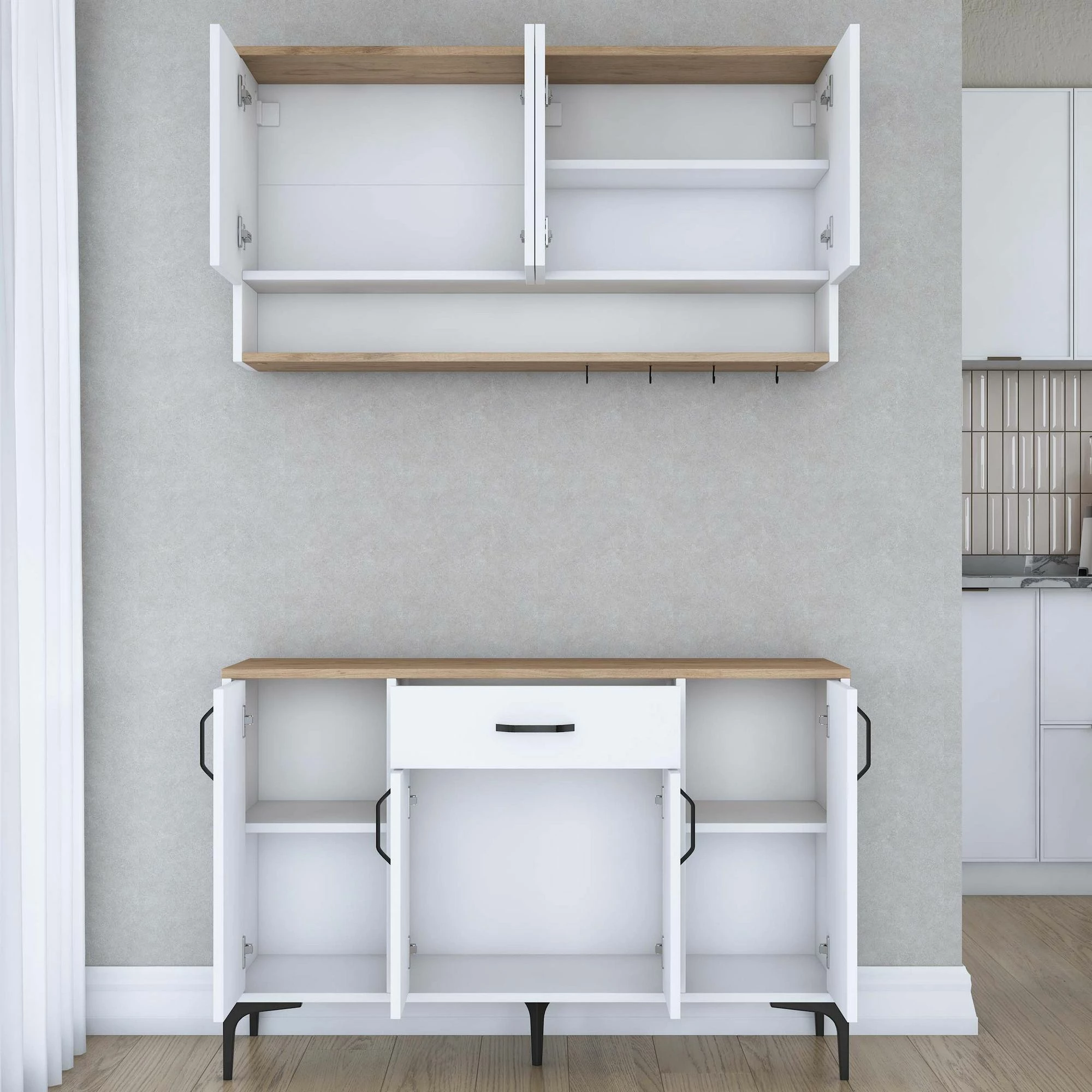 Stojalo za kavo Skye Decor, barva oreh in bela, JE203 - 3822