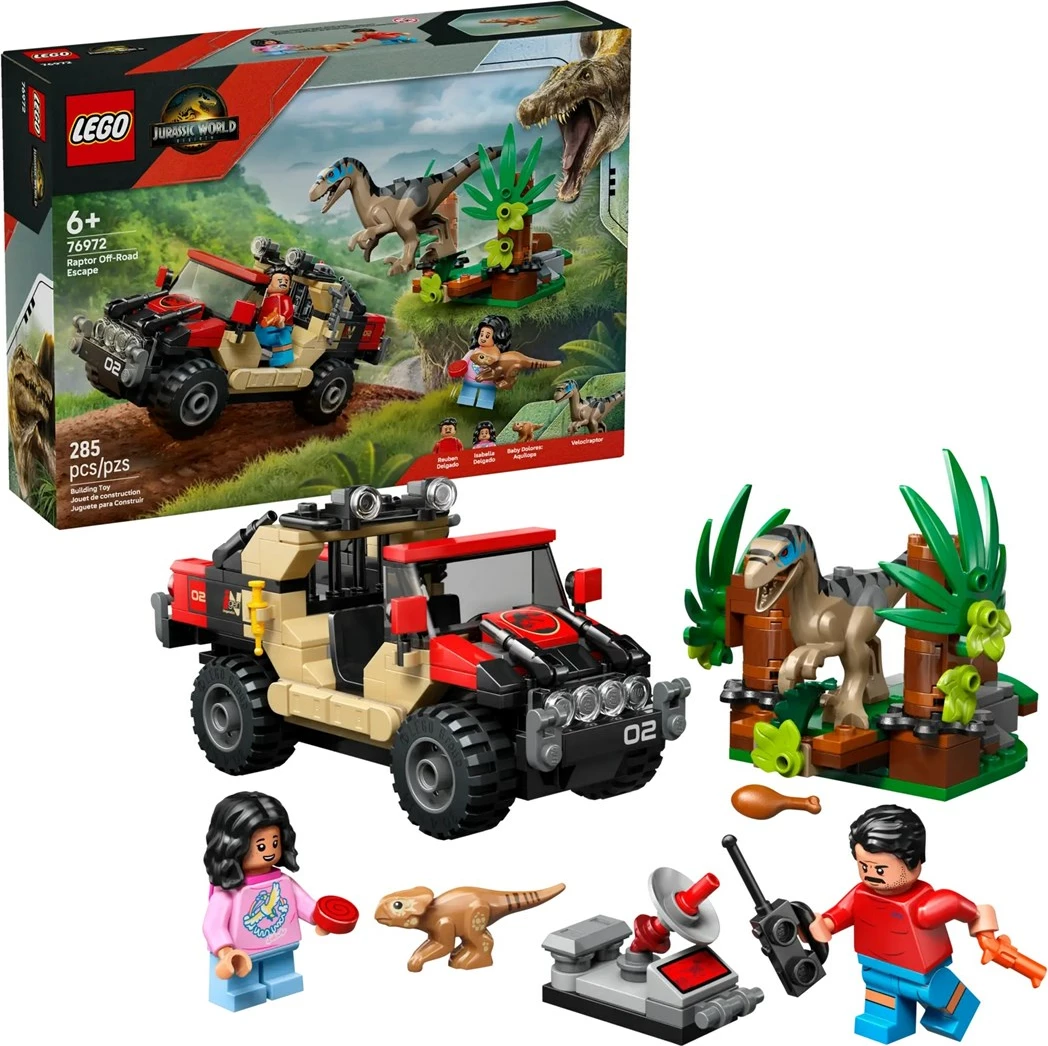 Set LEGO Jurassic World 76972 Raptor Off-Road Escape, 285 kosov
