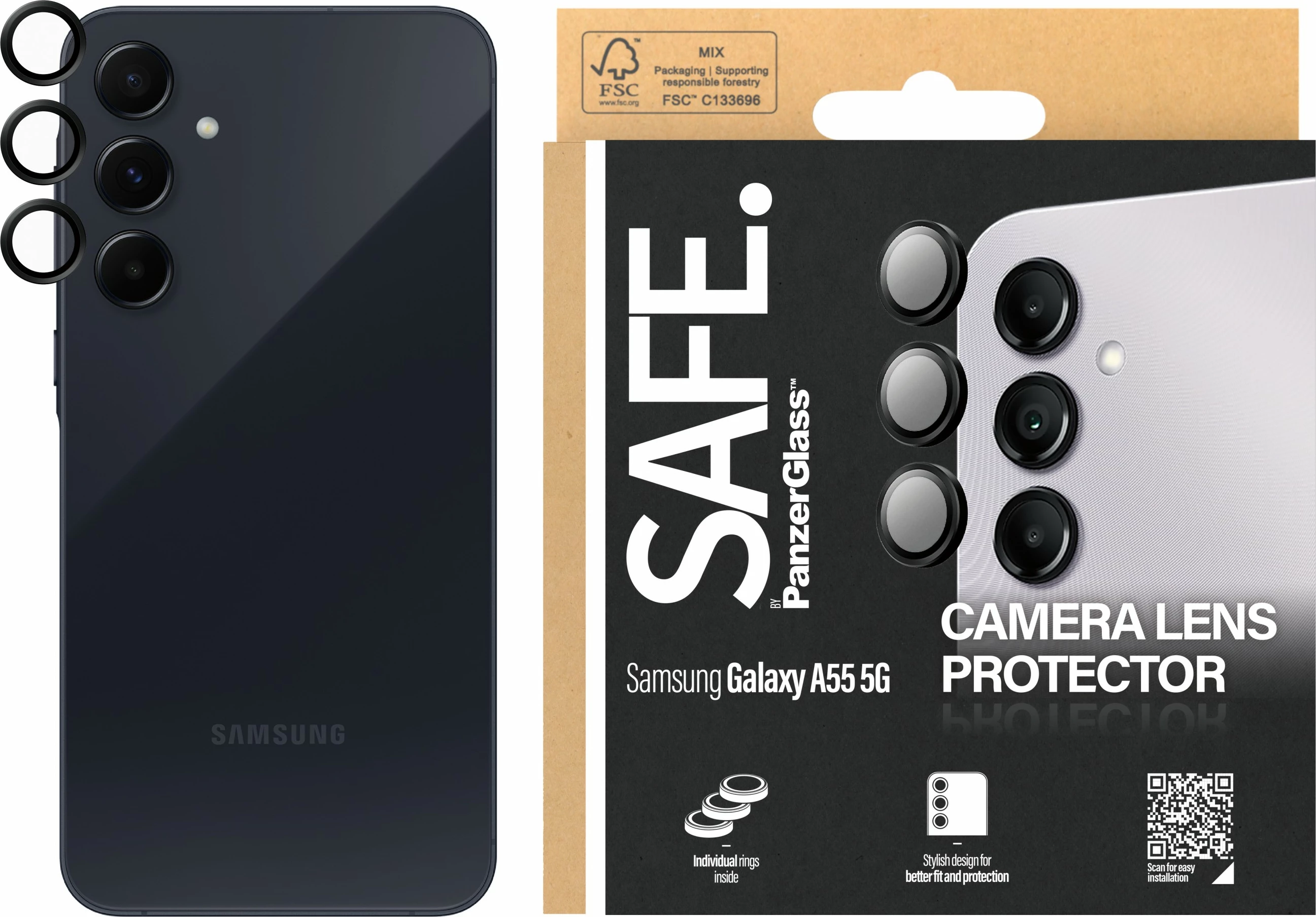 Mreža za kamero PanzerGlass za Samsung A55 5G, črno