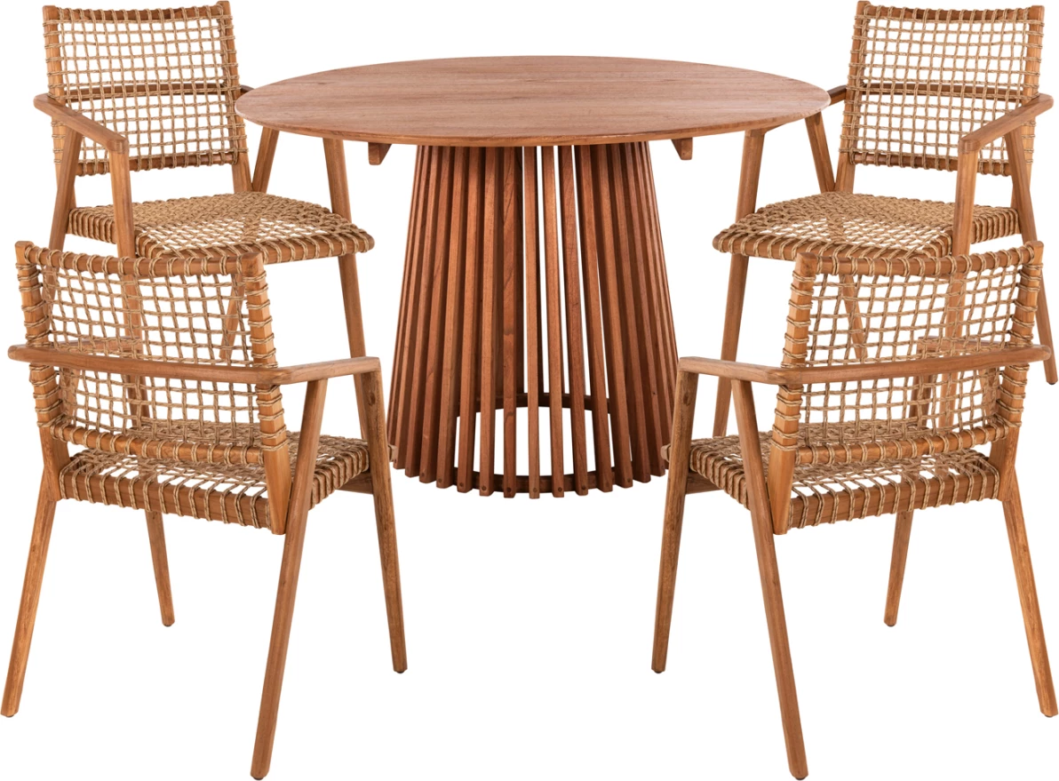 Jedilni set 5 kosov VAYA FH21074.01 okrogla miza Φ120cm in 4 jedilni stoli