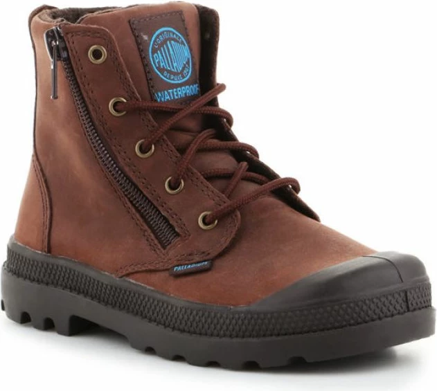 Čizme Palladium Pampa Hi Lea Gusset Jr, rjave