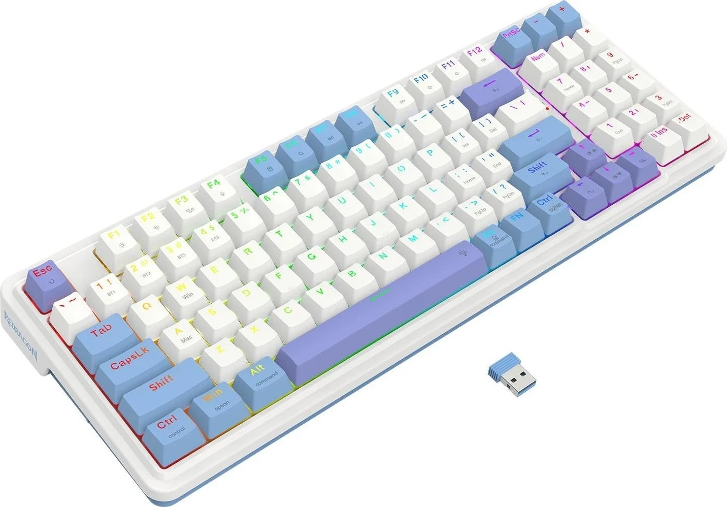 Mekani tipkovni z RGB osvetlitvijo, Redragon Gloria K664WBP-RGB-PRO, bel