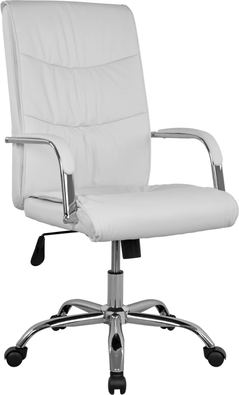 Direktorski pisarniški stol bele barve s kromirano osnovo Jacob FH1044.12 57x75,5x100 cm