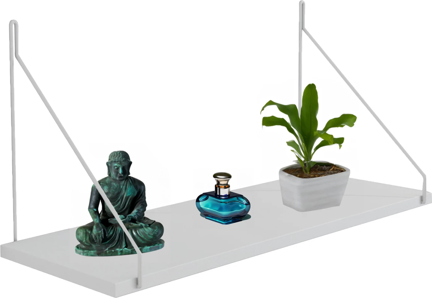 Stenska polica AGILAN FH9183.15 melamin v beli-beli kovini 72x20x27Hcm