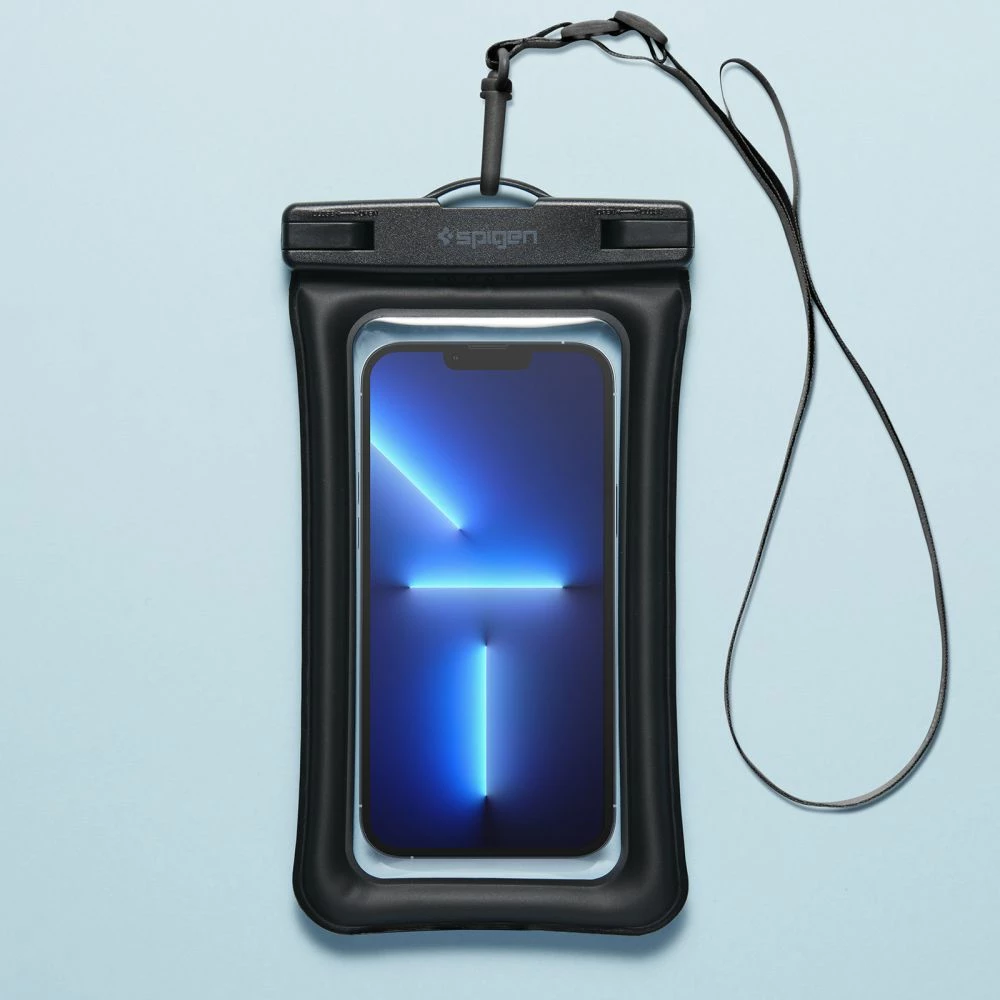 Vodoodporen ovitek za telefon Spigen Aqua Shield A610, IPX8, z naramnico, črn