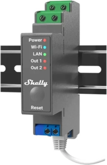 Profesionalno rele Shelly Pro2, Wi‑Fi, LAN, Bluetooth, črno/ modro/ zeleno
