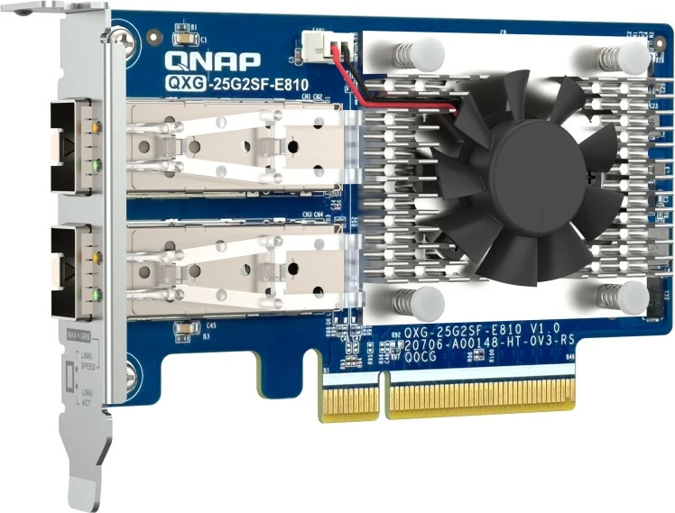 Omrežna kartica 2-portna 25 GbE SFP28, QNAP QXG-25G2SF-E810, PCIe Gen4, Intel E810-XXVAM2, 3 nosilci za montažo