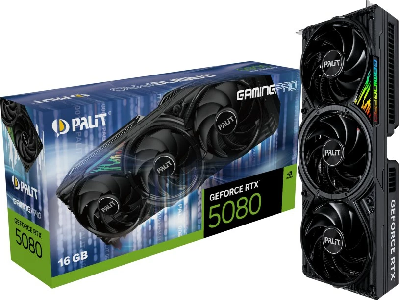 Grafična kartica Palit GeForce RTX 5080 GamingPro, 16 GB GDDR7, črna