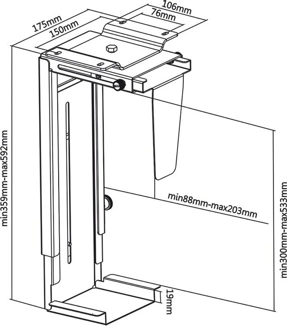 Nosilec za računalnik Maclean MC-713, črn