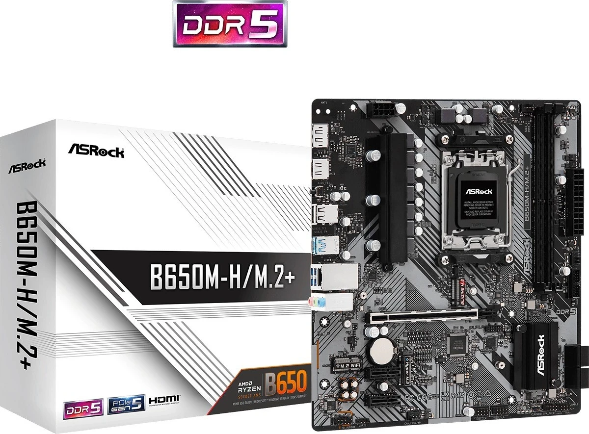 Plošča ASRock B650M-H/M.2+, micro ATX, plošča amë
