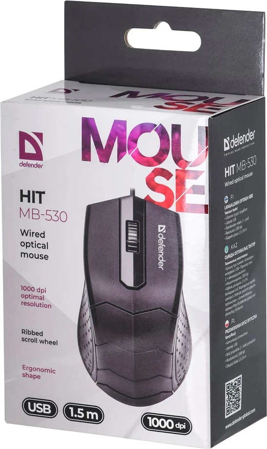 Optični miška, 1000 DPI, črn Defender HIT MB-530