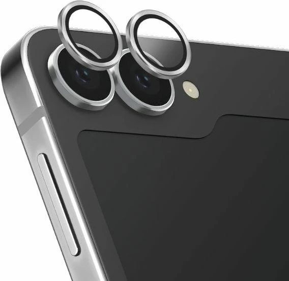 Zaščita leče UNIQ Optix za Samsung Galaxy Z Flip 6, aluminij in kaljeno steklo, srebrna