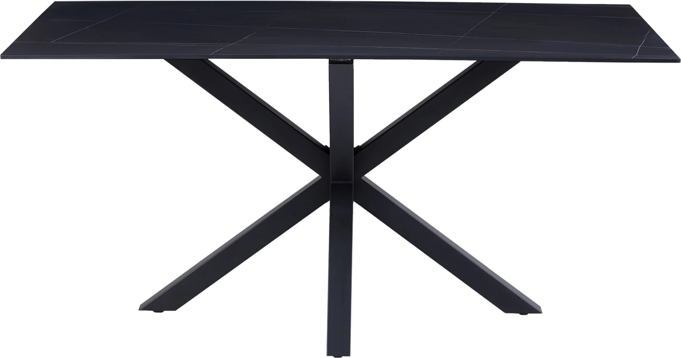 Klubska miza FH9470.04 s črnim marmorjem sintranim kamnitim vrhom-črna kovinska osnova 120x60x45,5Hcm