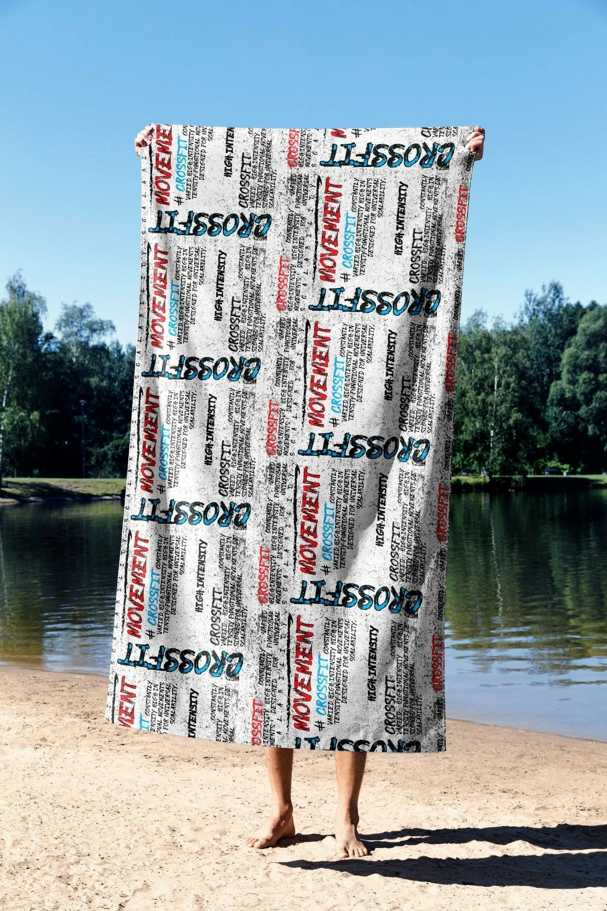 Športna večbarvna brisača za plažo, Mijolnir Crossfit, 90 x 150 cm