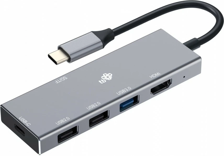HUB adapter USB-C 7-v-1, HDMI, USB 3.0/2.0, SD/TF, grafit TB