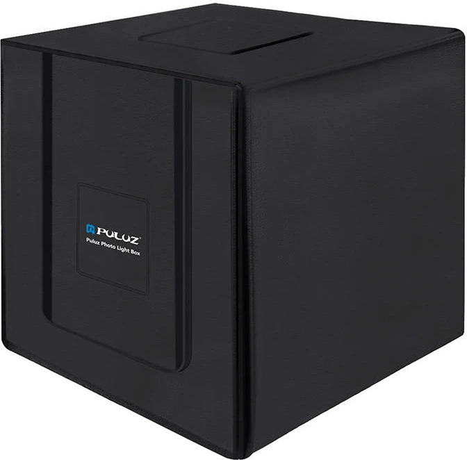 Šotor brez senc, 80x80x80 cm, 156 LED, 8500 lm, 5500K, z ozadji in torbo — Puluz PU5080EU, črn