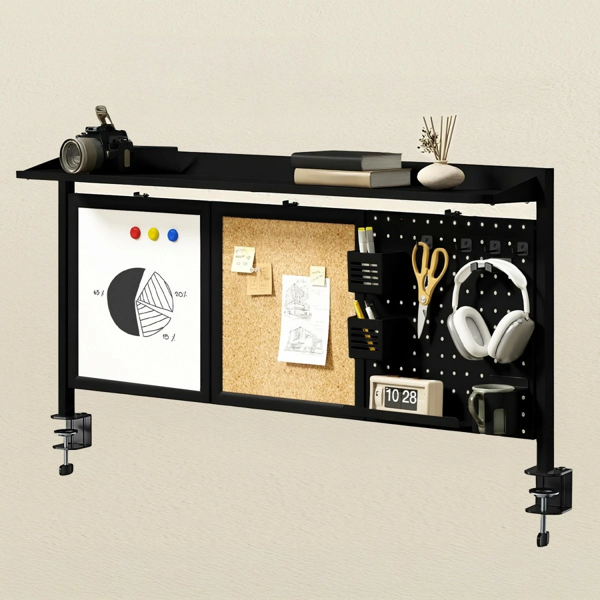 Delilec mize z organizatorjem Ergo Office ER-300B, jeklo, črn