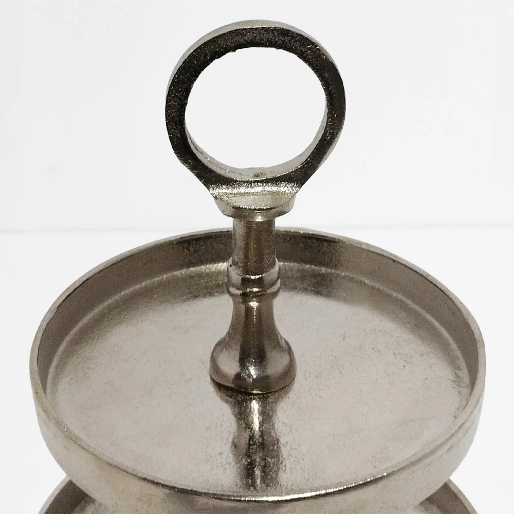 Stojalo za serviranje 3 nivojev, aluminij, srebrno, 22x22x36 cm
