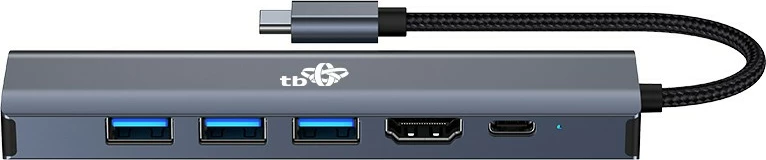 Adapter USB-C 6 v 1 TB, HDMI, 3x USB 3.0, PD, RJ-45, grafit