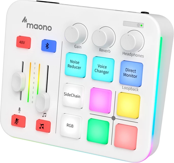 Zunanja zvočna kartica Maono G1 Neo, bela, z RGB osvetlitvijo