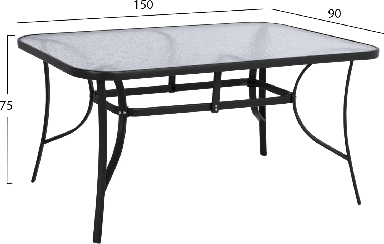 Vrtna jedilna miza BRUNO FH5145.03, 150 x 90 x 72 cm, črna