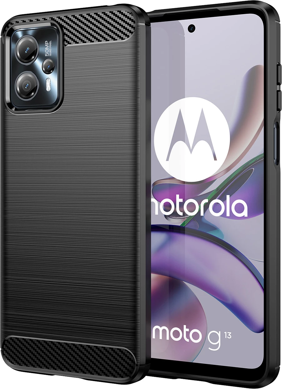 Ovitek za telefon Hurtel Carbon za Motorola Moto G53/G13, TPU, črn