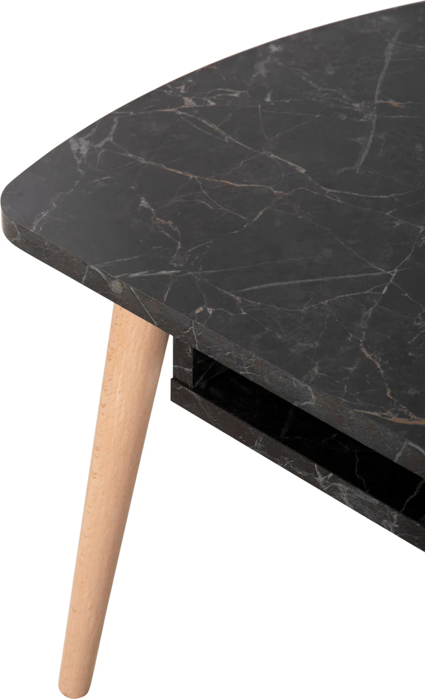 Klubska miza SLIVEN FH18178.02 črna marmorna melamina-noge v naravni barvi 90x50x47,5Hcm