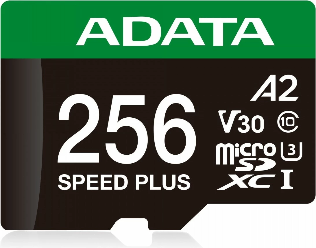 microSD pomnilniška kartica Adata Speed Plus 256GB z adapterjem, A2 UHS-I U3 V30