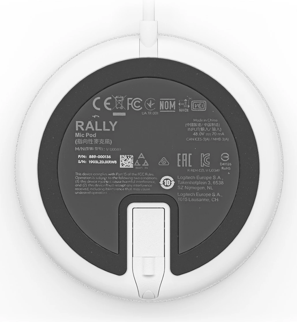 Namizni mikrofon Logitech Rally Mic Pod, bel