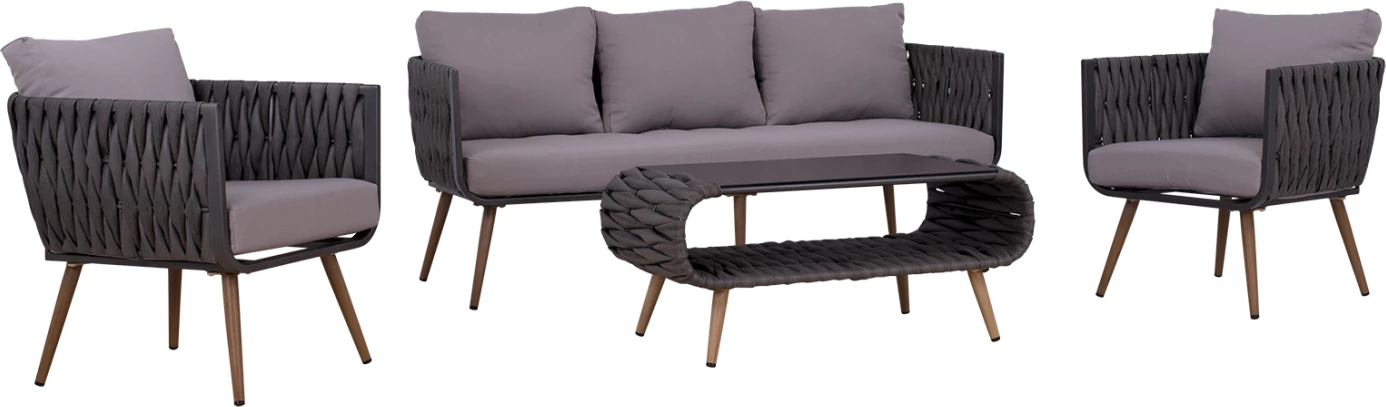 Set dnevne sobe 4 kosi aluminij z ratanom siva FH5282.11