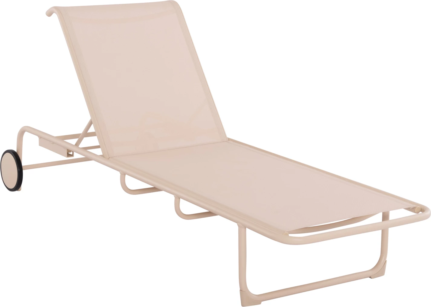 Profesionalen ležalnik iz aluminija RIBEN s tkanino Teslin in kolesi FH6293.04, barva kapučino 210x78x91H cm