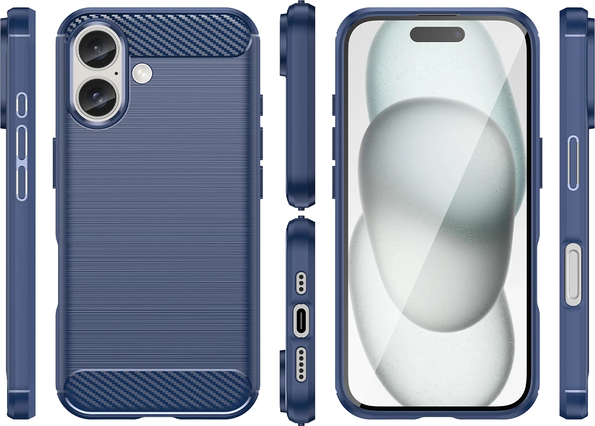 Ovitek za telefon Hurtel Carbon Case za iPhone 16 Plus, TPU, modra