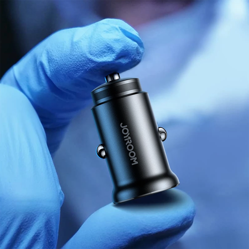 Avto polnilec, Joyroom JR-CCN06, 2x USB-C, 30W, kovina, črn