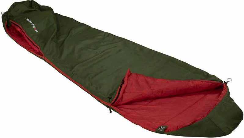 Spalna vreča High Peak Lite Pak 800, za pohodništvo in kampiranje, rdeče-zelena