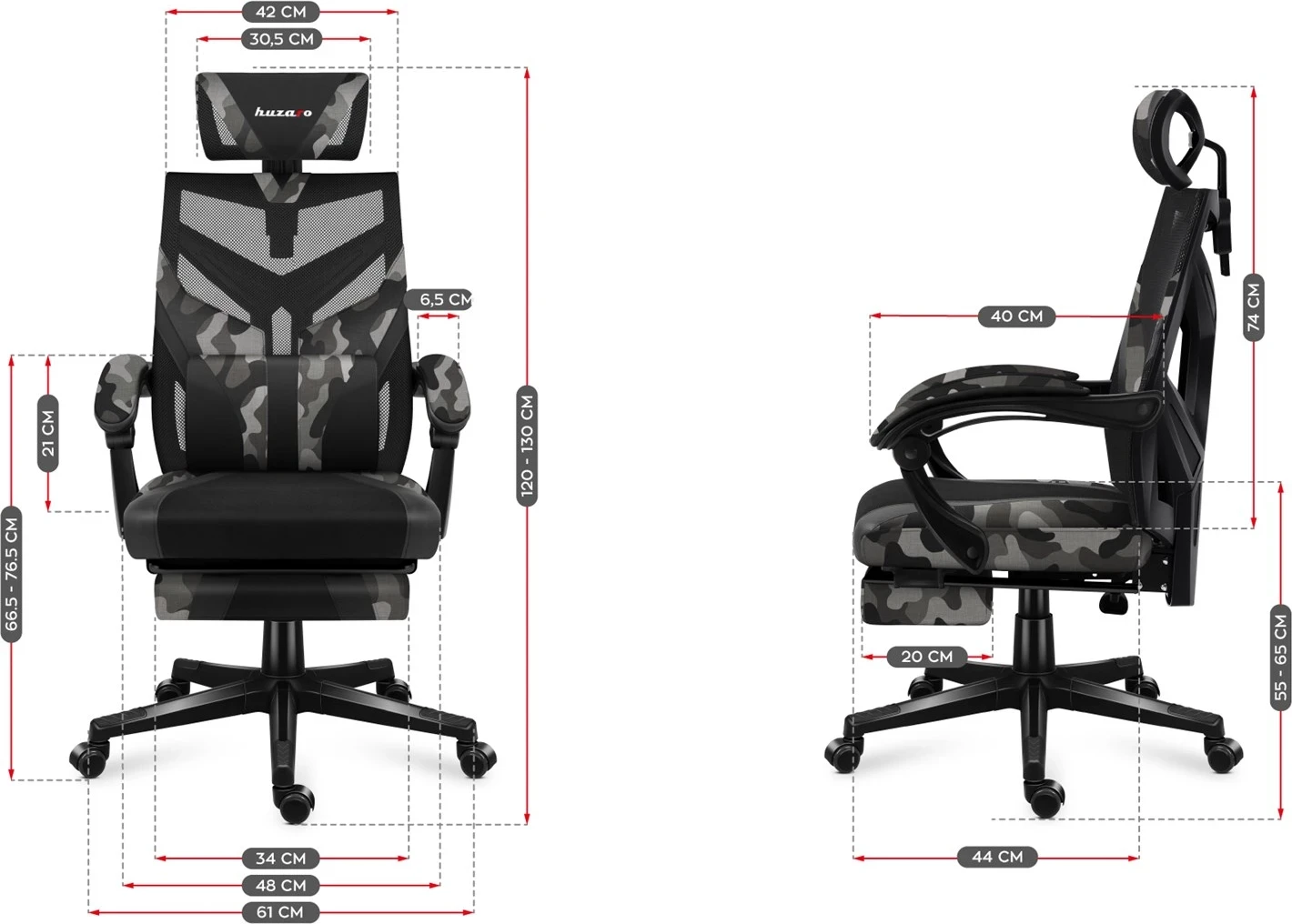 Gaming stol Huzaro Combat 5.0, črn / siv