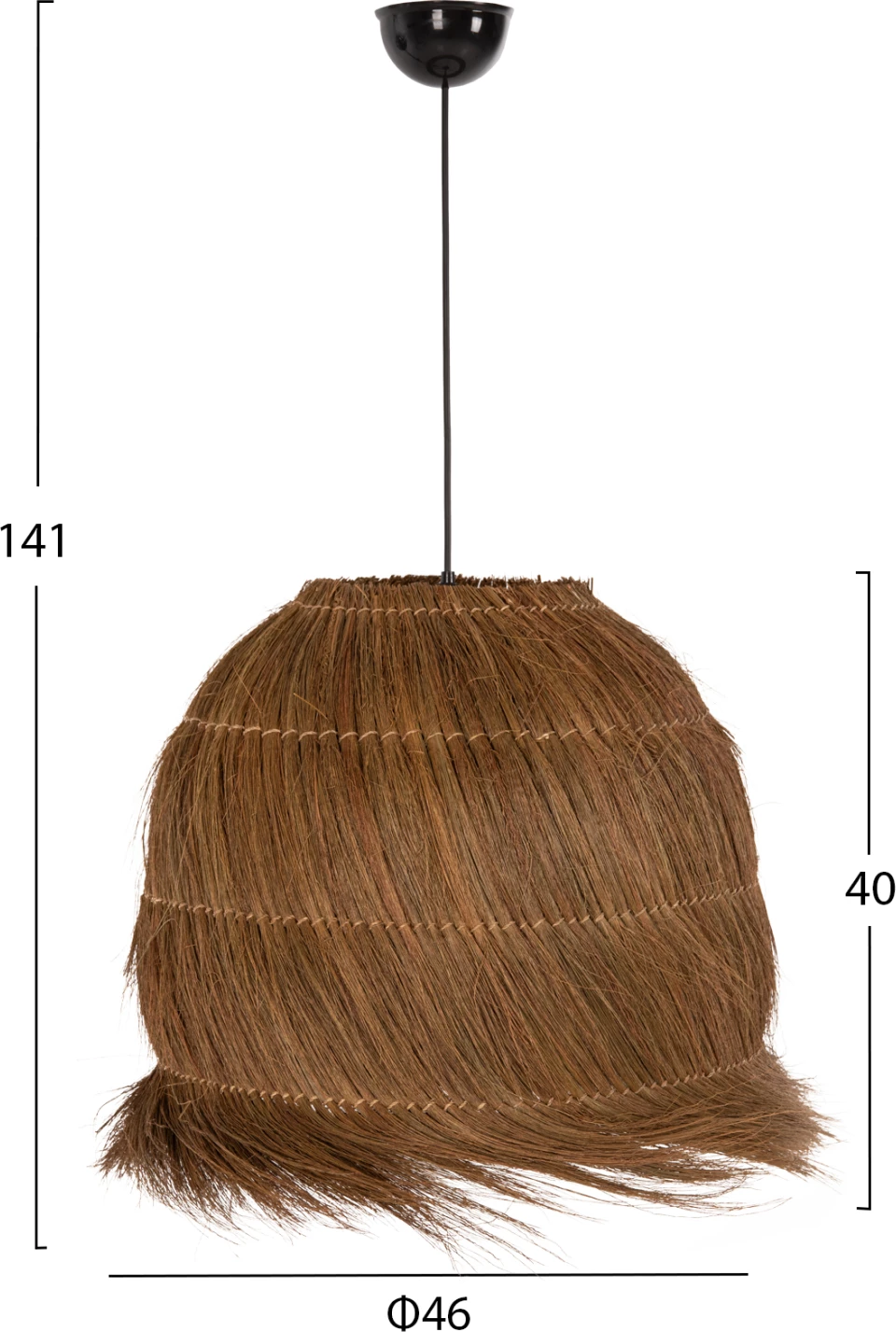Stropna viseča svetilka iz Rayung trave v rjavi barvi Φ46x40-141Hcm