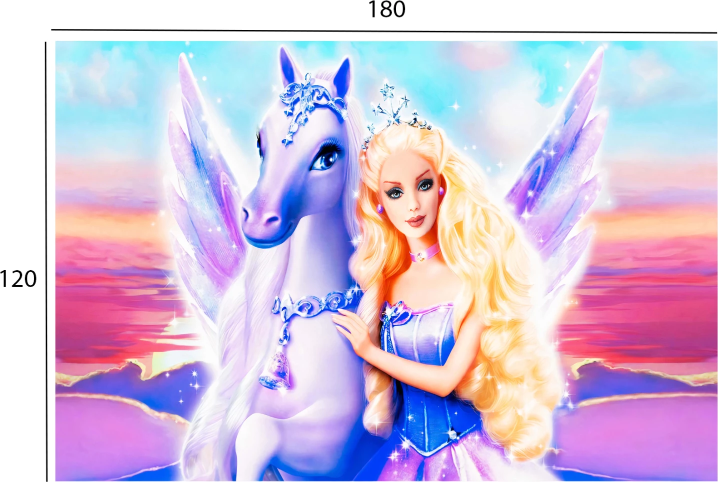 Roza-vijolična preproga za punčke s konjem, resice FH7679.06 120Χ180cm