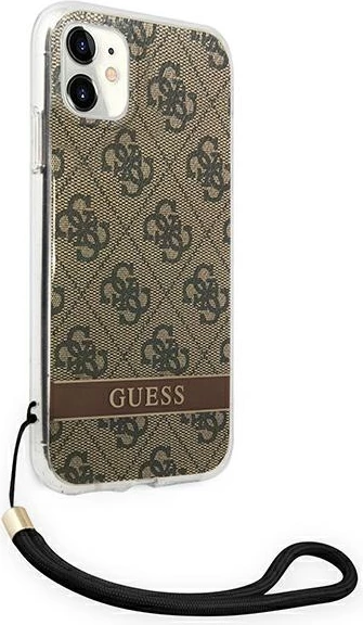 Ovitek za telefon 4G Print Strap za iPhone 11, Guess GUOHCN61H4STW, rjav