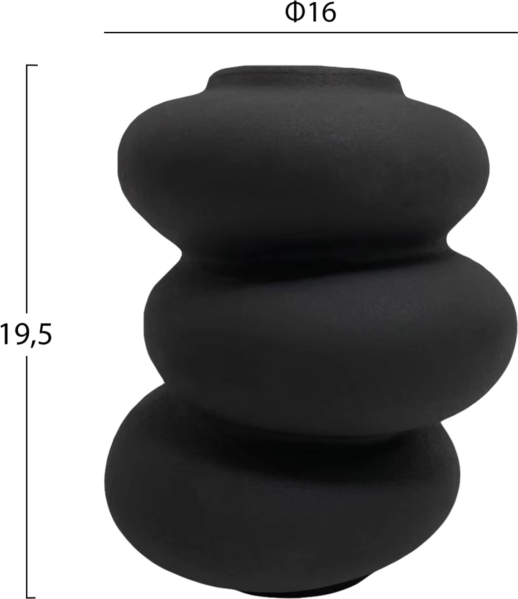 Keramična namizna dekoracija ROOK FH4628.02 mat črna Φ16x19.5Hcm