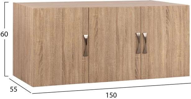 Podstrešje garderobe 3 vrat Carly v barvi Sonama 150x55x60 FH385.02