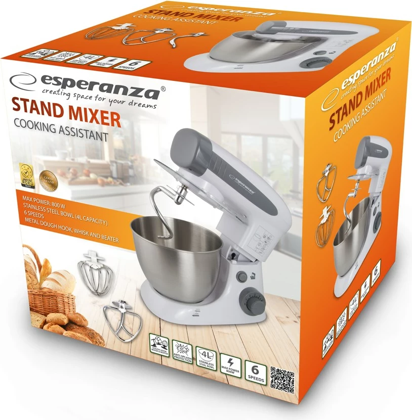 Kuhinjski mešalnik Esperanza Assista EKM024, 4 L, 800 W, bel