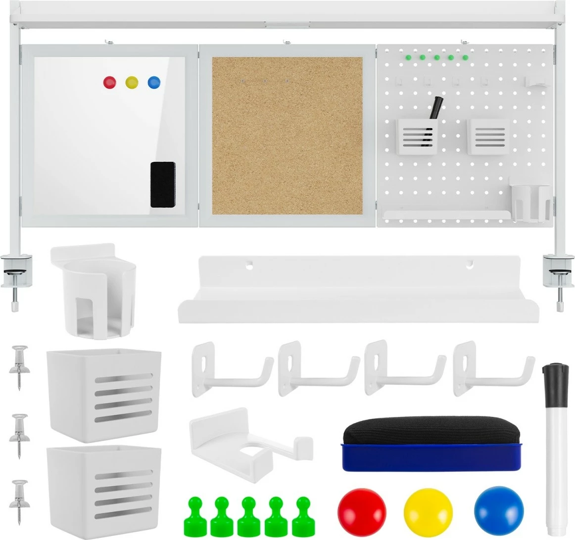 Ločilo za mizo Ergo Office ER-300W, belo, z organizacijskimi dodatki