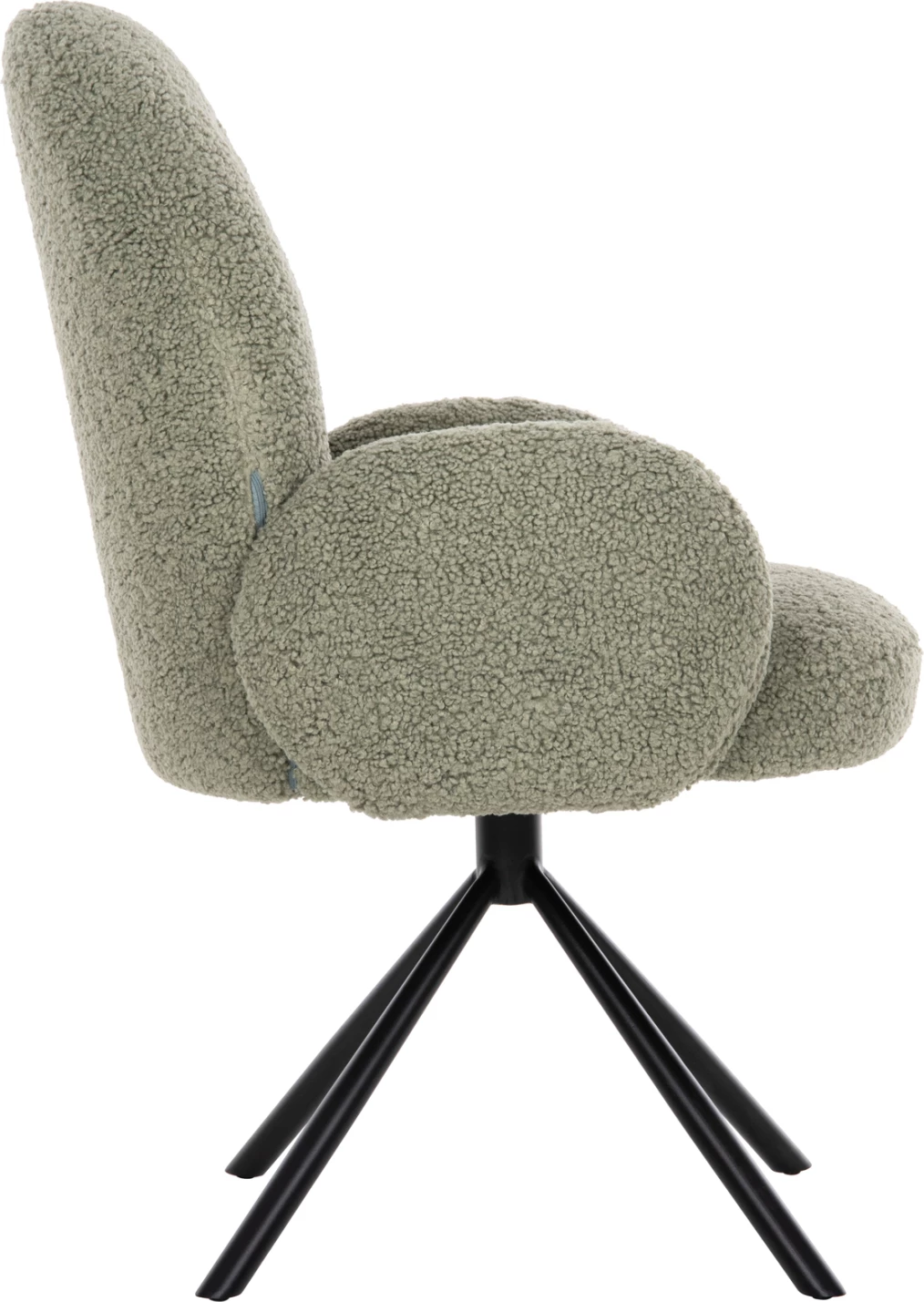 Vrtljiv naslanjač WINON FH9778.08 v olivno zeleni barvi iz boucle tkanine - črna kovinska osnova 65x67x92H cm