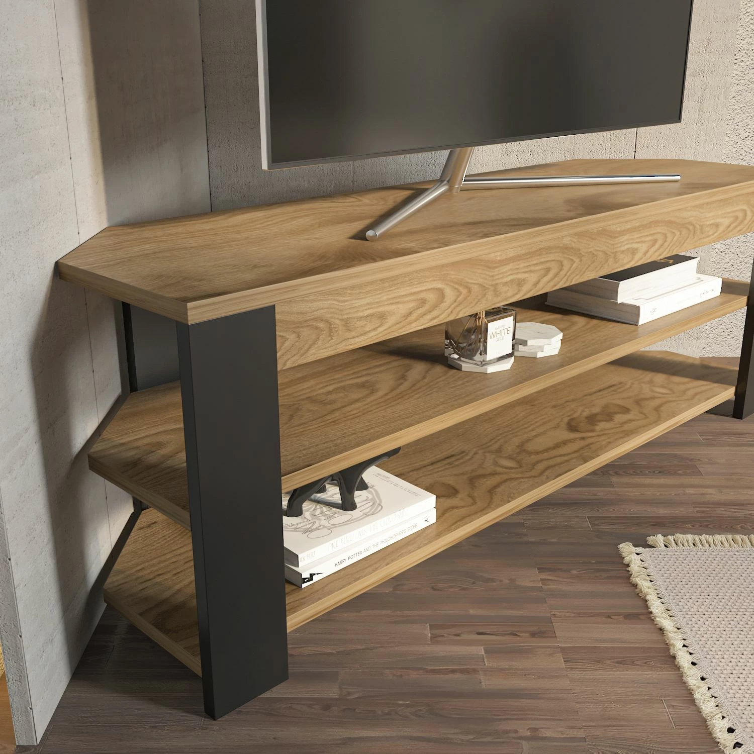 TV komoda Skye Decor, star hrast in antracit