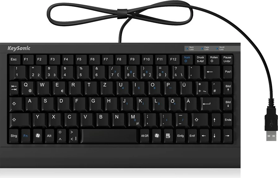 Mini kompaktna tipkovnica QWERTZ KeySonic ACK-595C+, USB, črna