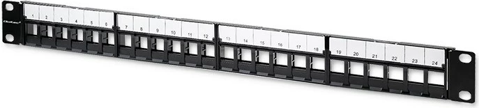 Patch panel za 19'' rack, 24 vrat, 1U, UTP, črn Qoltec 54516