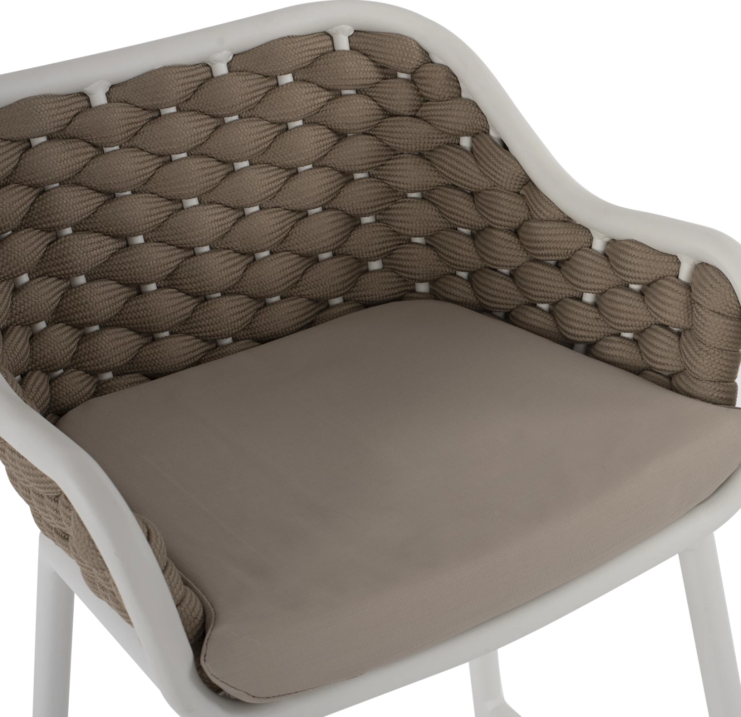 Stol iz aluminija bele barve z bež vrvjo 50x51x103H cm FH5862.02