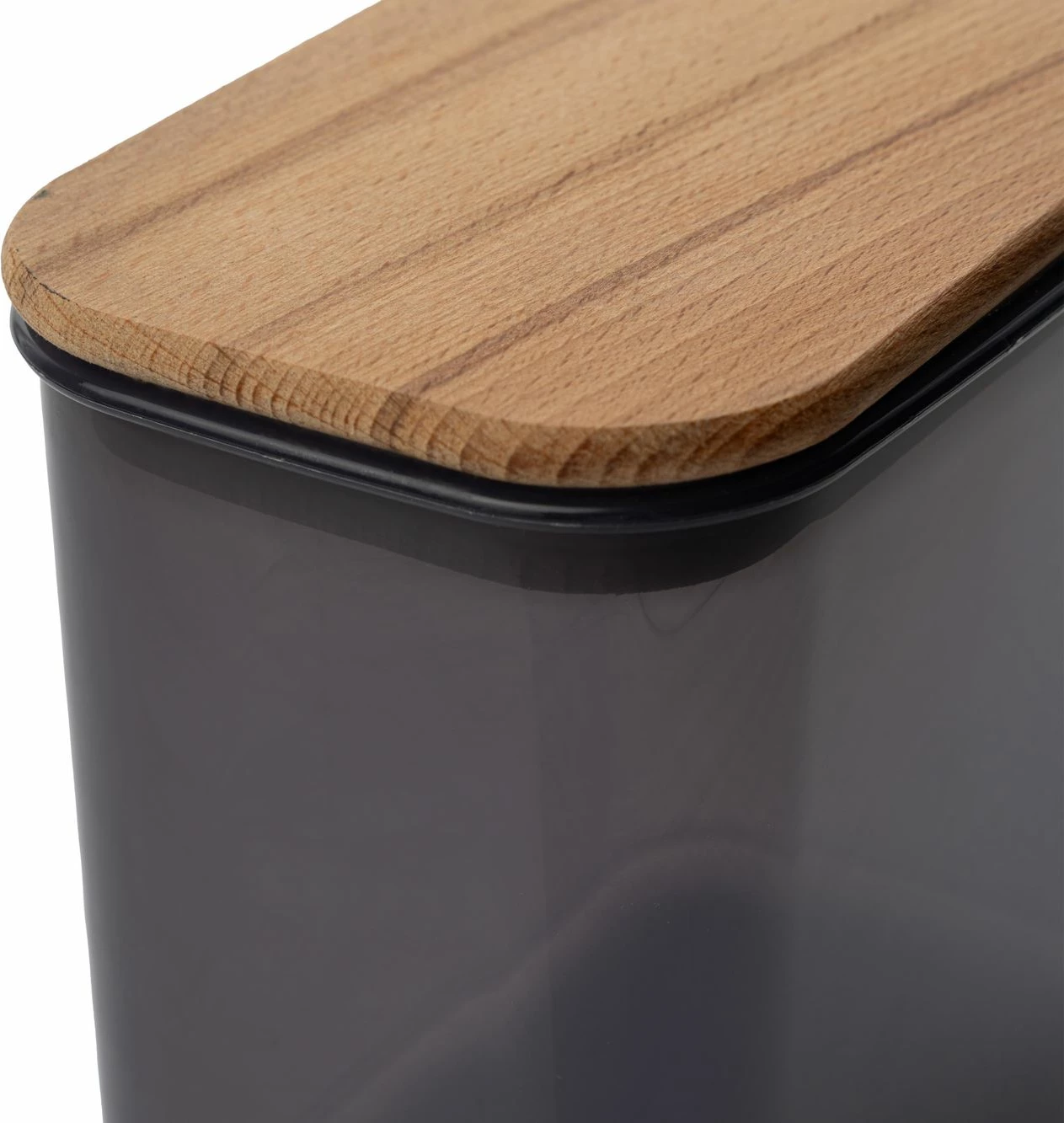 Škatla za organizacijo, antracit barve, z lesenim pokrovom, Hermia Concept ACJWL01R14, 15,5 x 9,5 x 14 cm (1 kos)